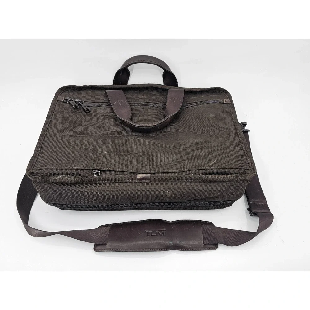 TUMI‎ Dark Brown Nylon Expandable Briefcase Messenger w Laptop Insert
